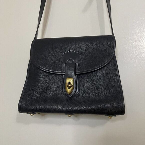 Vintage Dooney & Bourke blue black arrowhead essex leather shoulder cross body - Picture 2 of 16